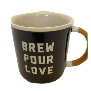 Starbucks Fall Brew Pour Love Mug Black Cup Silicone Handle 12oz Collectible